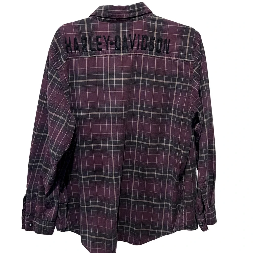 Harley‎ Davidson Plaid Flannel Shirt Long Sleeve Genuine Motor Clothes Size L